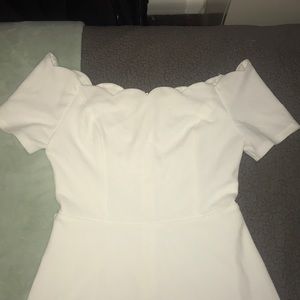 White off the shoulder scallop dress